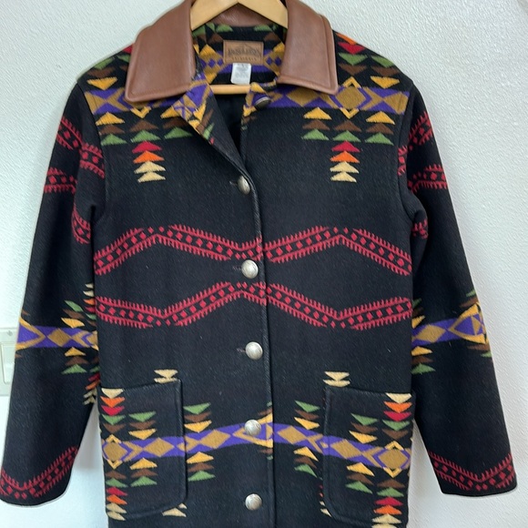 Pendleton maxi coat, wool with leather collar - Picture 7 of 9